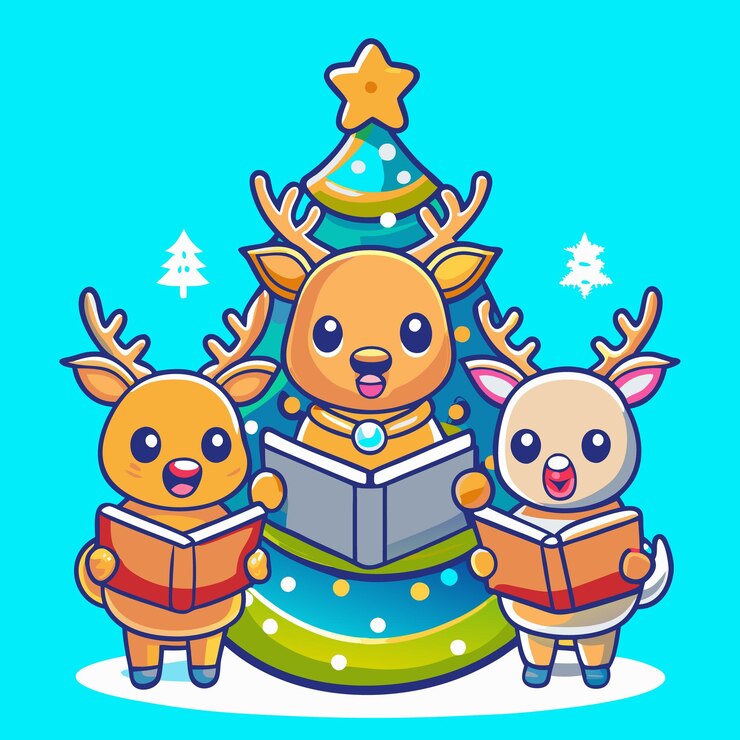 Vector un reno y un muñeco de nieve se estrechan la mano en un conmovedor saludo navideño