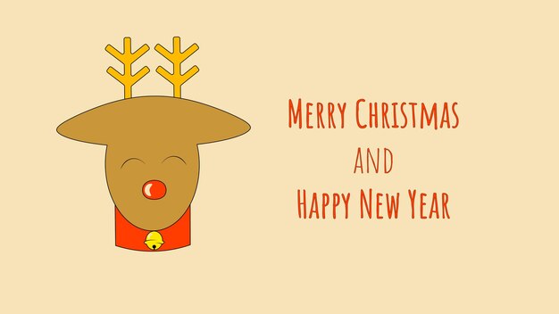 Reno de Navidad con una campana Feliz Navidad y Feliz Año Nuevo Tarjeta de felicitación o fondo en estilo retro para Web