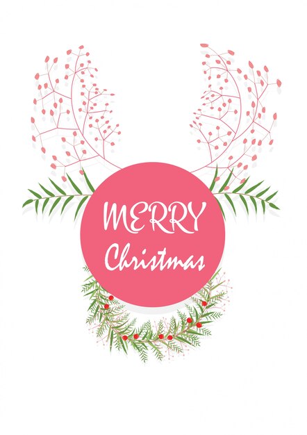 El reno rosado. Tarjeta de Navidad y tarjeta de año nuevo.