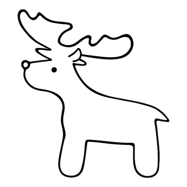 Un reno de Santa Claus Esbozo de animal con cuernos estilo Doodle