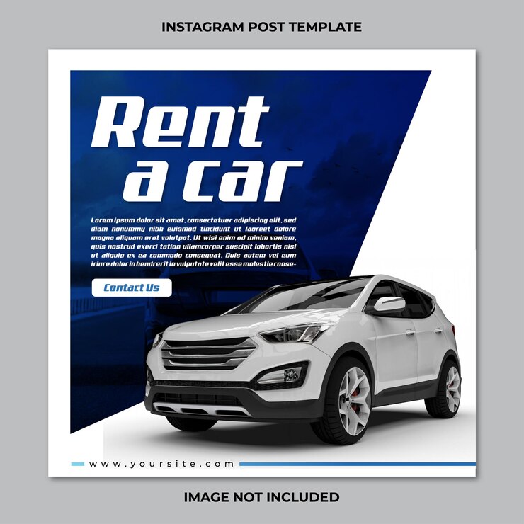 Rent a car Instagram post y diseño de banner de redes sociales ilustración vectorial