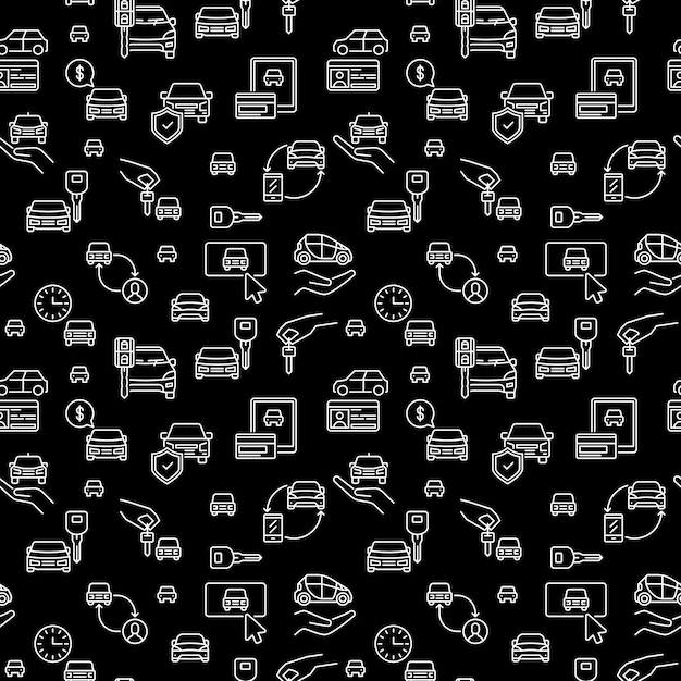 Rent a Vehicle fondo transparente oscuro Patrón de vector de alquiler de coches