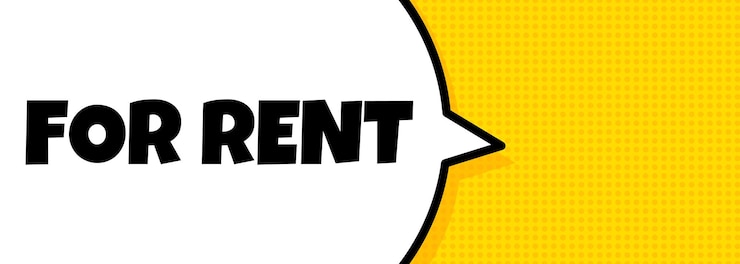 Vector en renta. banner de burbujas de discurso con texto de alquiler. altoparlante. para negocios, marketing y publicidad. vector sobre fondo aislado. eps 10.