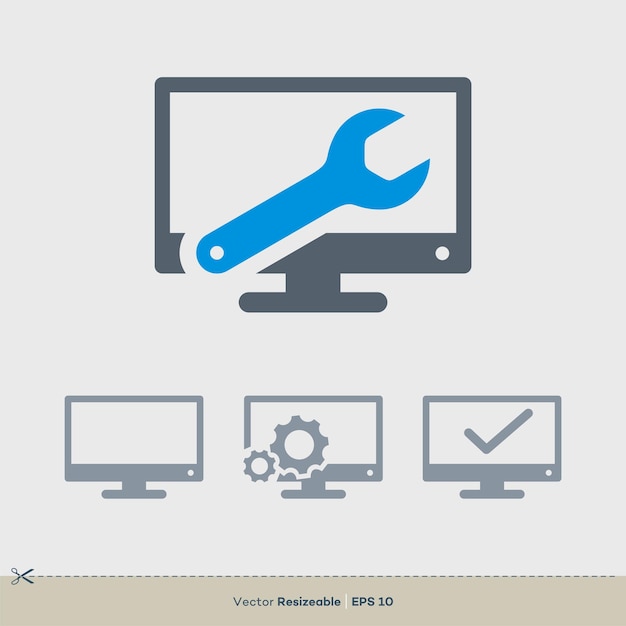 Reparación de computadoras Vector Plantilla Televisión Icono Logo Ilustración Diseño Vector EPS 10