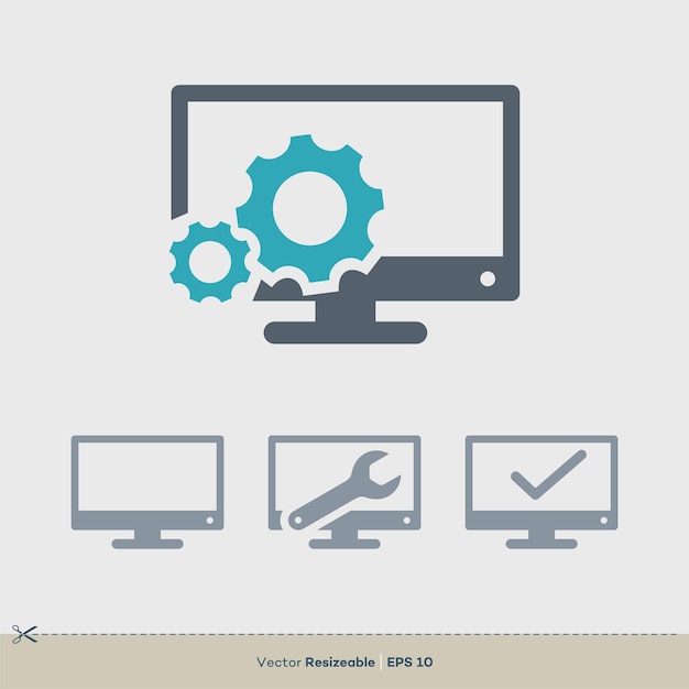 Reparación de computadoras Vector Plantilla Televisión Icono Logo Ilustración Diseño Vector EPS 10
