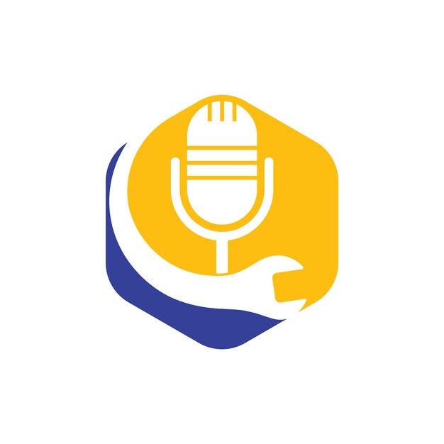 Reparación de diseño de logotipo de vector de podcast