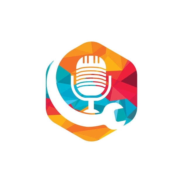Reparación de diseño de logotipo vectorial de podcast