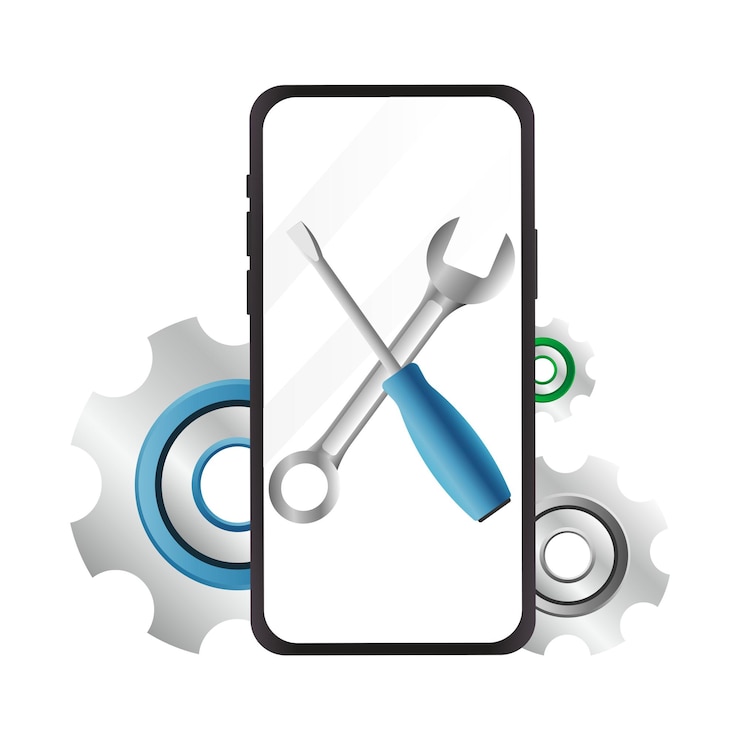 Vector reparación del teléfono configuración del teléfono ilustración vectorial