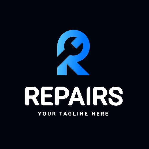Reparar diseño de logotipo creativo moderno R palabra marca vector creativo