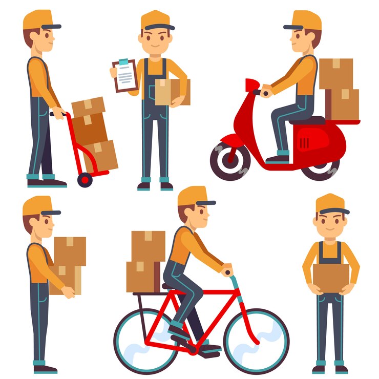 Vector repartidor hombre con cajas.