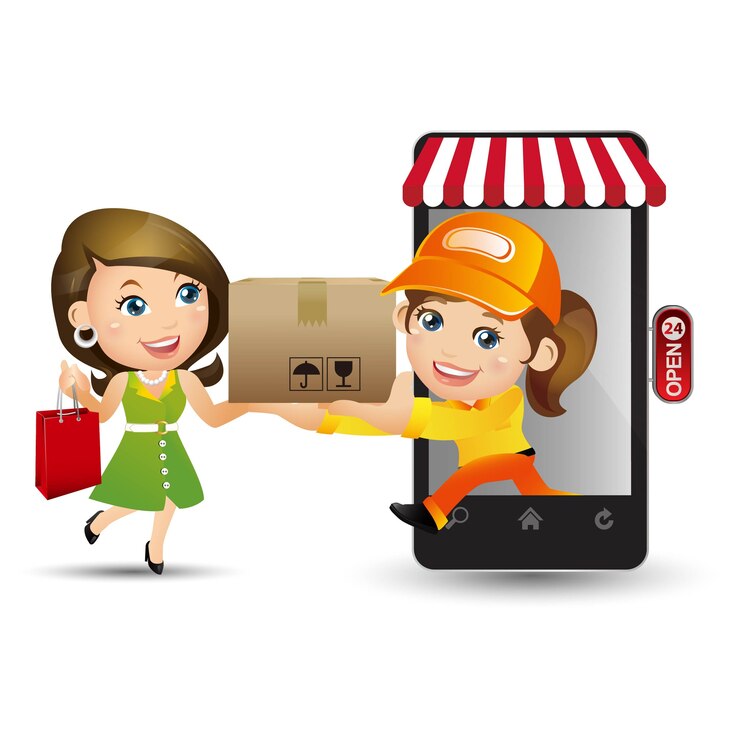 Vector repartidor de profesión en smartphone