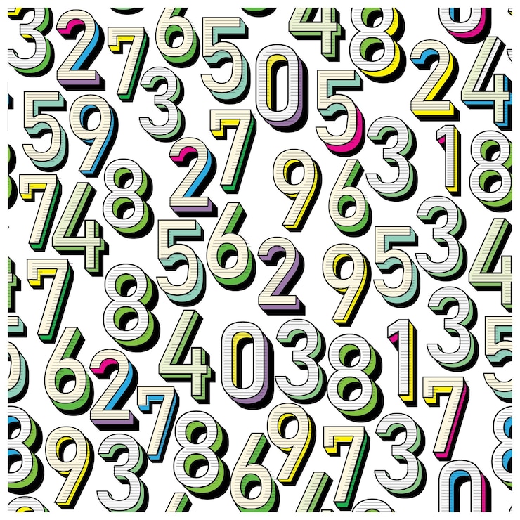 Vector a repeat text print in vibrant array of colorful numbers arranged in a visually striking pattern