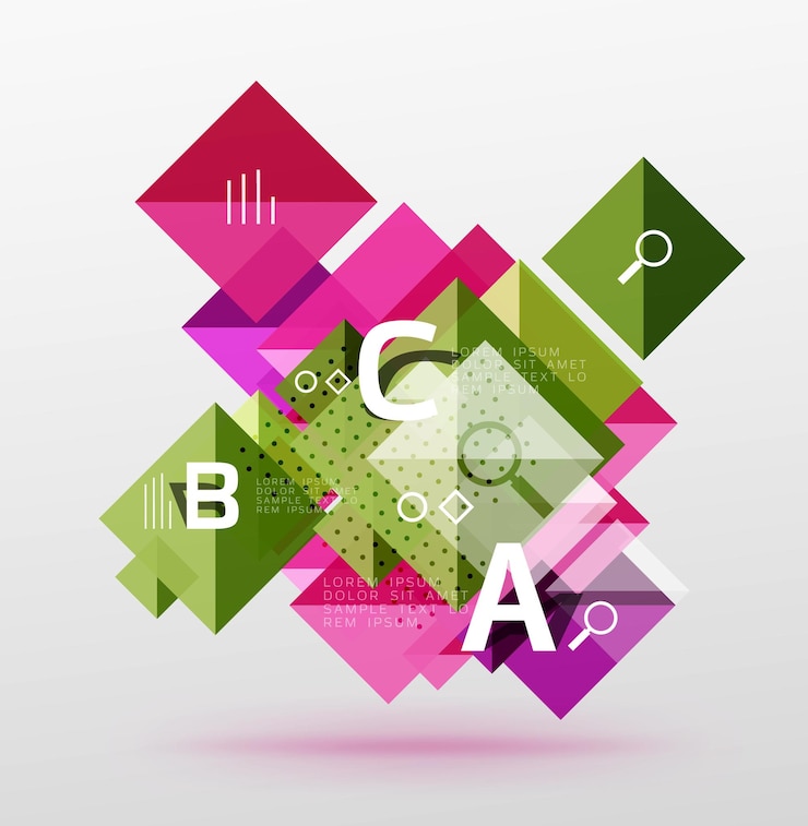 Vector repetición de cuadrados de colores superpuestos fondo moderno geométrico