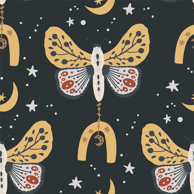 Repetición inconsútil de la mariposa de Boho