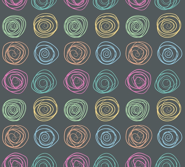 Repita el diseño de la superficie en remolinos pastel verde rosa naranja y azul sobre fondo gris oscuro