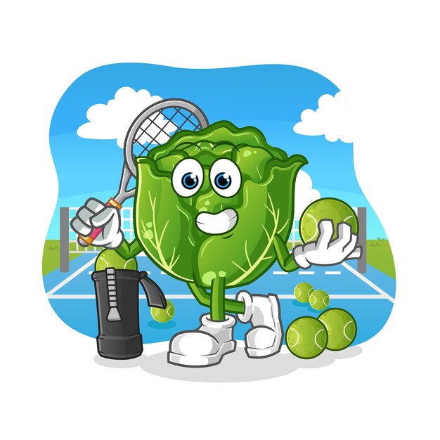Repollo juega tenis ilustración