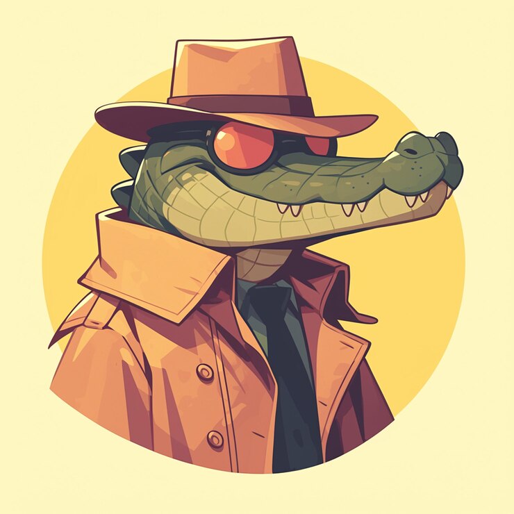 Vector un reportero de cocodrilo serio al estilo de las caricaturas