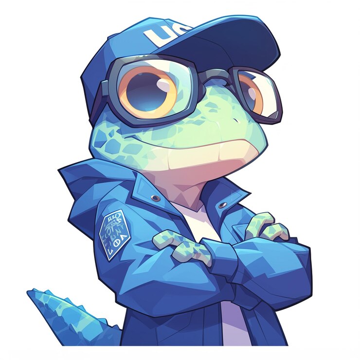 Vector un reportero lagarto inteligente al estilo de los dibujos animados