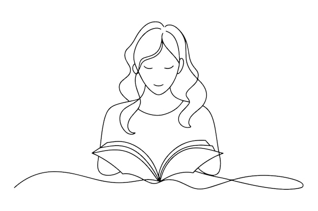 representa a una mujer inmersa en un libro que muestra su concentración y amor por la lectura