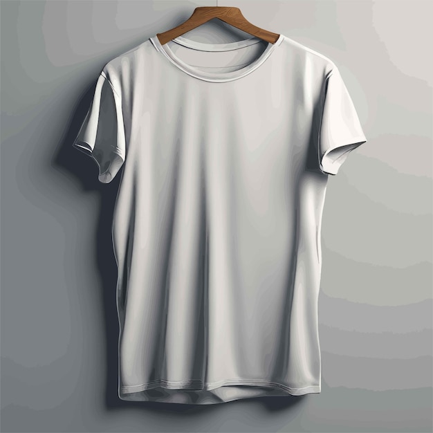 Vector representación 3d de una camiseta blanca en blanco sobre fondo gris. camiseta blanca en blanco sobre fondo gris.