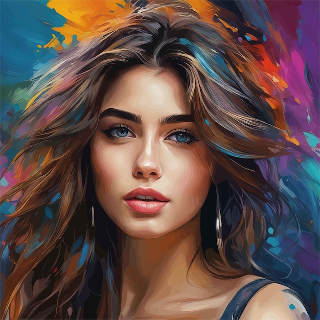 Vector representación 3d cg de una mujer con rostro retrato de una hermosa mujer joven con ojos azules representación 3d cg de