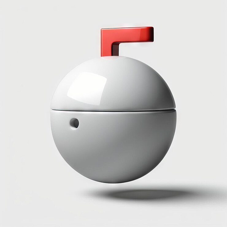 Vector representación 3d de una esfera redonda blanca y negra dentro de una forma redonda sobre un fondo blanco con