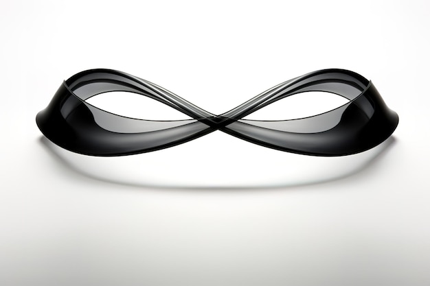 Vector una representación en 3d de un símbolo de infinito hecho de una cinta de acero brillante en un estudio blanco aislado