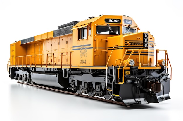 Representación 3d del tren de carga amarillo