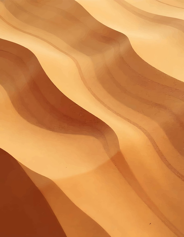 Vector representación abstracta de dunas de arena bajo la cálida luz del sol