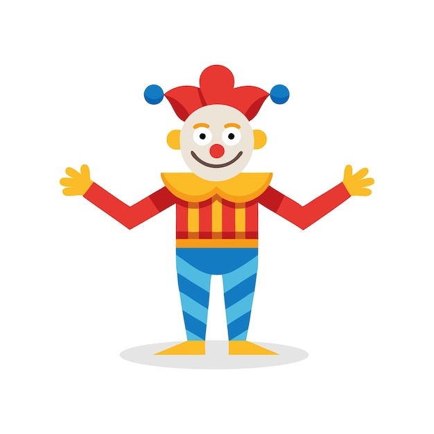 Representación antropomórfica del payaso celebración ilustración vectorial plana aislada sobre fondo blanco
