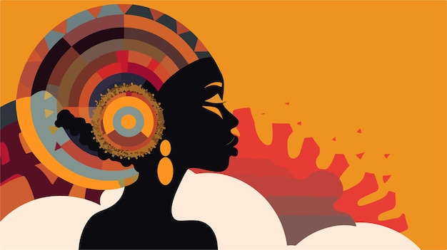 Vector representación artística de una mujer de áfrica.