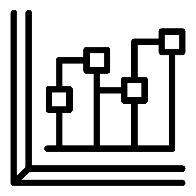 Representación clara de contorno negro de un gráfico de líneas ideal para visualizaciones de negocios y datos