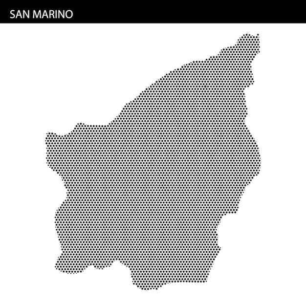 Representación creativa del mapa de San Marino con un estilo de diseño pixelado