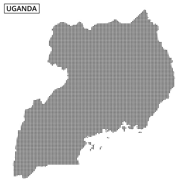 Representación detallada del mapa de Uganda utilizando el diseño de patrones punteados