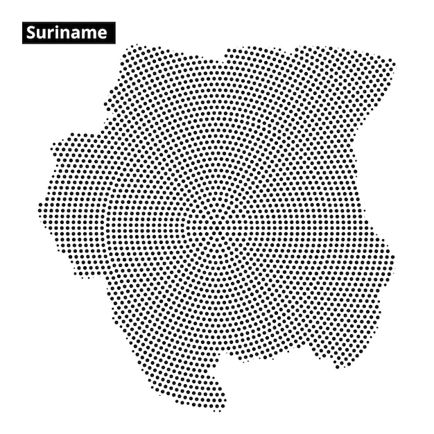 Representación detallada de Suriname con un diseño único de patrón de puntos