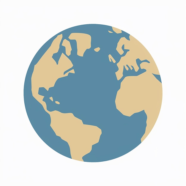 Una representación estilizada de la Tierra representada como una esfera azul con continentes y océanos