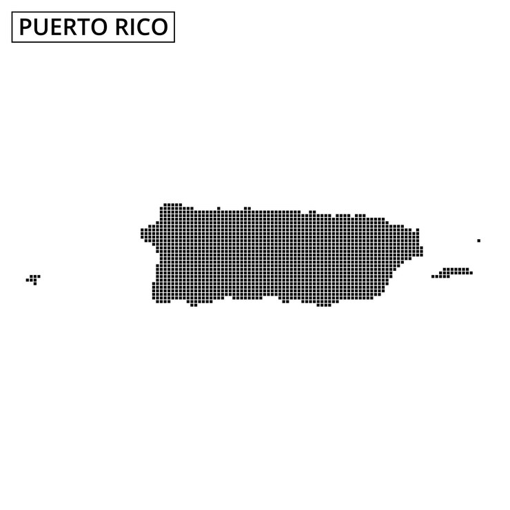 Vector representación gráfica de puerto rico con diseño de mapa punteado y talento artístico