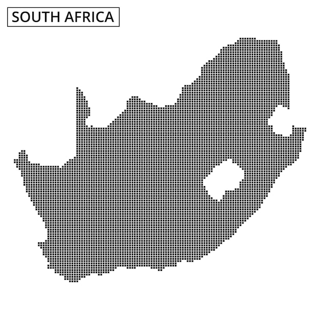 Representación del mapa de Sudáfrica con patrón punteado y efectos de luz mostrados