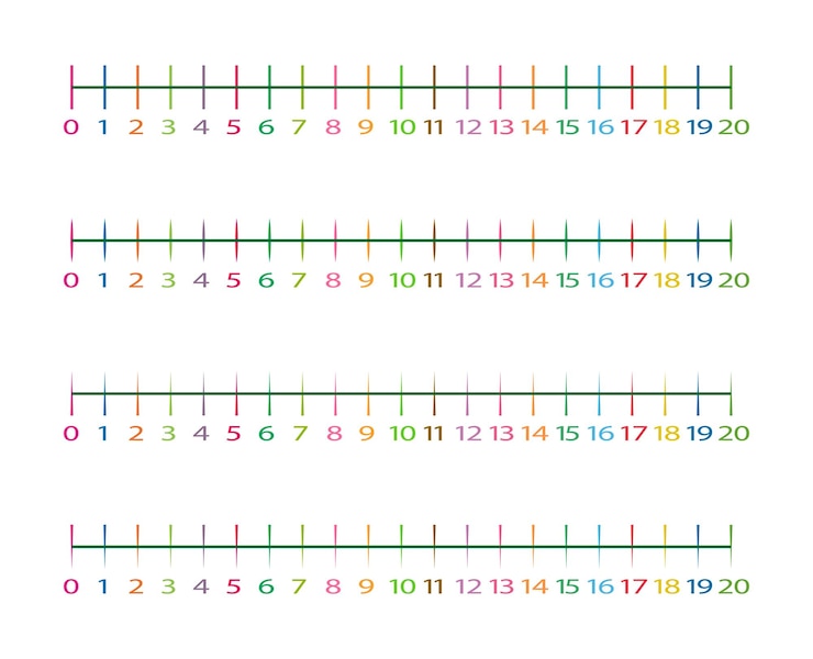 Vector representación de números enteros en un vector de línea numérica