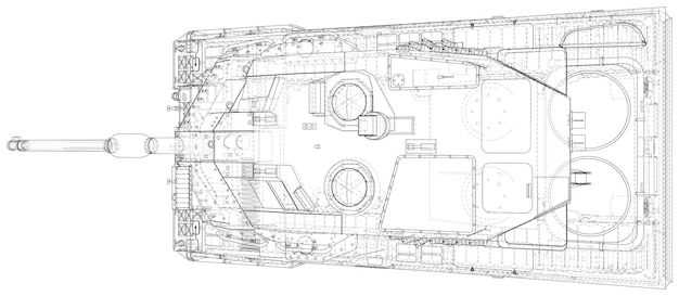 Vector representación de vector de estructura metálica de tanque blindado de d