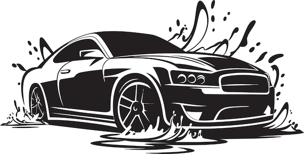 Vector representación vectorial de lavado de automóviles de estilo negro sin manchas reforma refinada concepto icónico del lavado de coches de estilo negro