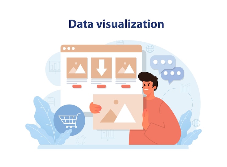 Vector representación visual de datos de la información utilizando gráficos, gráficos e infografías de grandes cantidades de datos