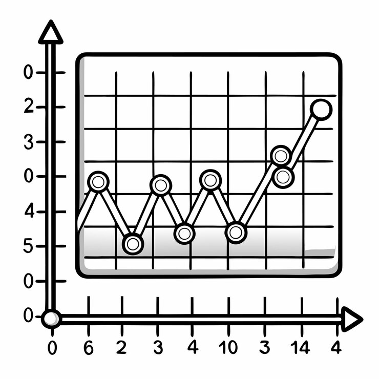 Vector representación visual de números reales continuos en un gráfico lineal