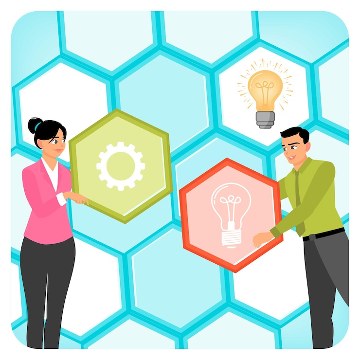 Vector representación visual del proyecto del concepto de la matriz de estructura de diseño