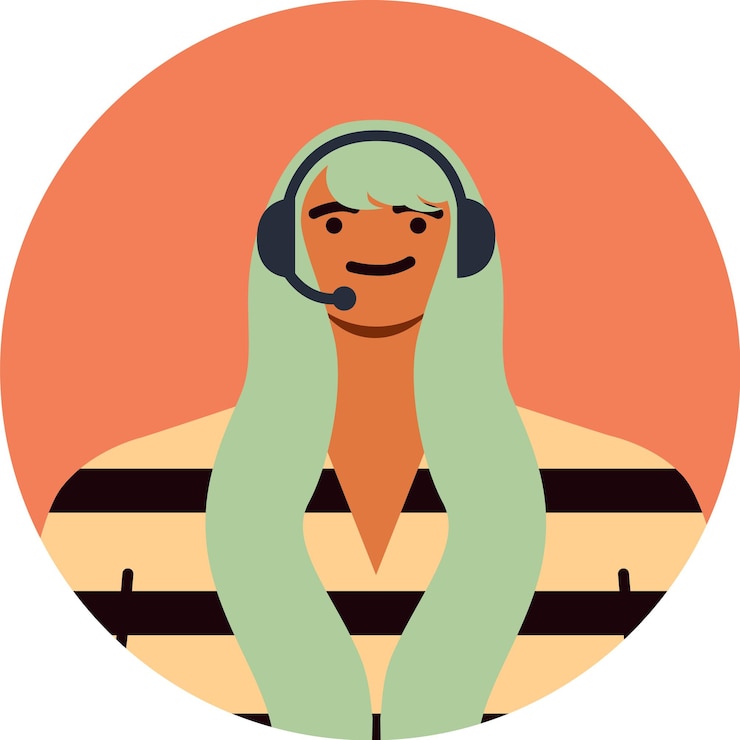 Vector representante de servicio al cliente con auriculares sonriendo mientras asiste a los clientes proporcionando soporte y respondiendo preguntas en un entorno de centro de llamadas creando una experiencia positiva para el cliente