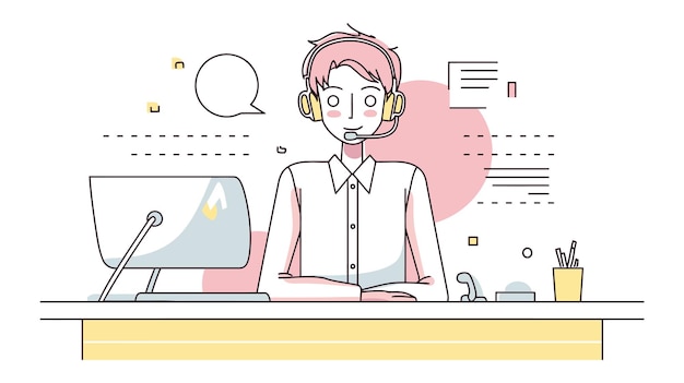Representante de servicio al cliente en el trabajo