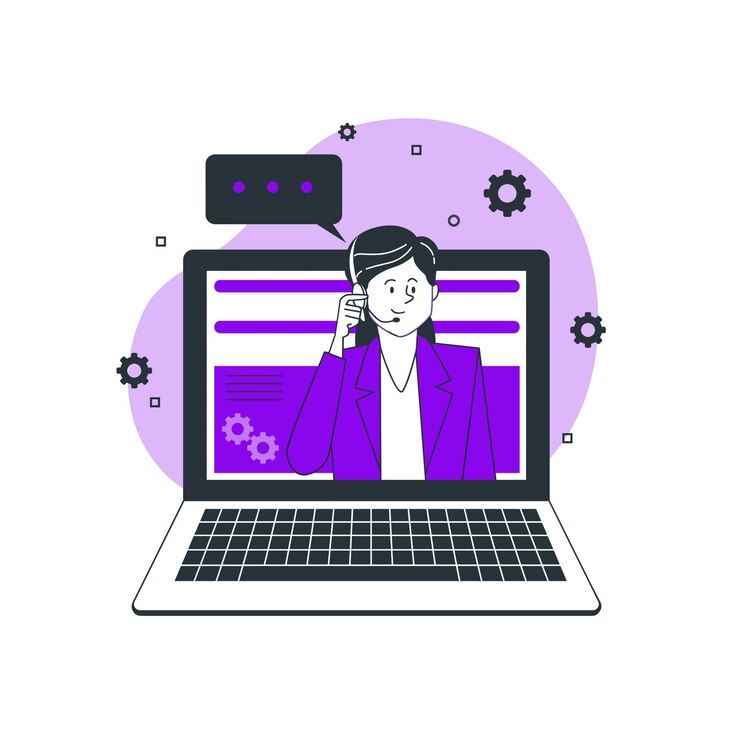 Vector representante de soporte al cliente en línea