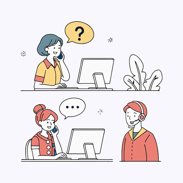 Representantes de servicio al cliente que ayudan a los clientes