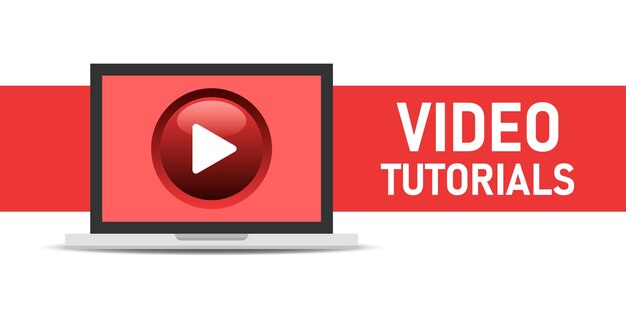 Reproduce el icono de los tutoriales de video en estilo plano Ilustración vectorial de software educativo en un fondo aislado Webinar de formación concepto de negocio de señales