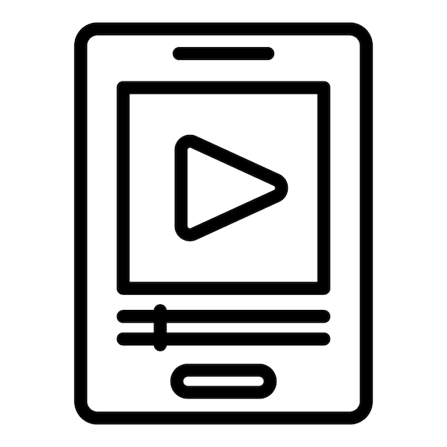 Reproduce el icono de vídeo del teléfono con el vector de contorno de la computadora capacitación en línea Webinar